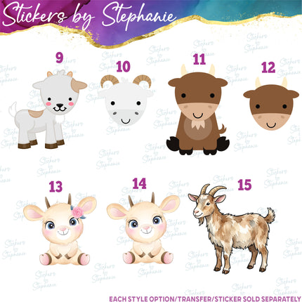 (s02A-268) Goat Illustrated Graphic Iron-On Transfer or Sticker