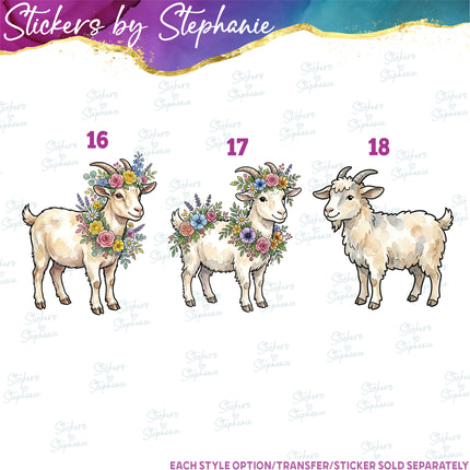 (s02A-268) Goat Illustrated Graphic Iron-On Transfer or Sticker