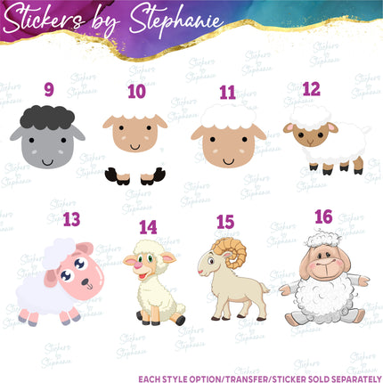 (s02A-269) Sheep Ram Lamb Illustrated Graphic Iron-On Transfer or Sticker
