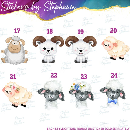 (s02A-269) Sheep Ram Lamb Illustrated Graphic Iron-On Transfer or Sticker