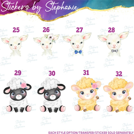 (s02A-269) Sheep Ram Lamb Illustrated Graphic Iron-On Transfer or Sticker