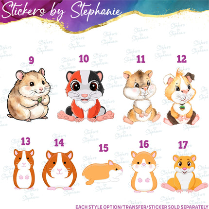 (s02A-275) Guinea Pig Cartoon Illustrated Graphic Iron-On Transfer or Sticker