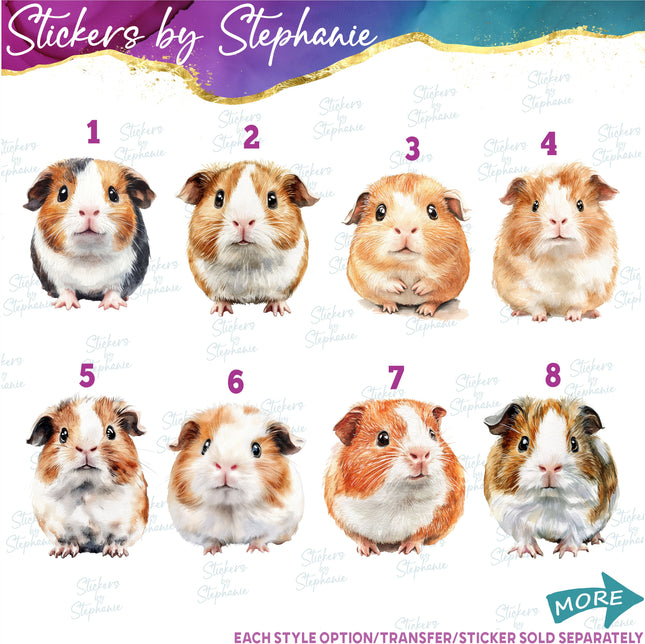 (s02A-276) Guinea Pig Illustrated Graphic Iron-On Transfer or Sticker