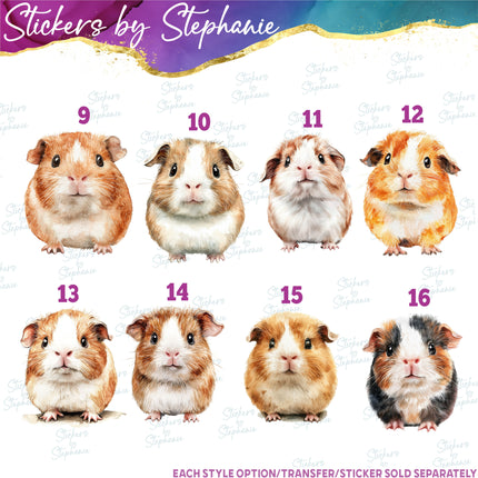(s02A-276) Guinea Pig Illustrated Graphic Iron-On Transfer or Sticker