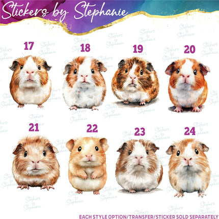 (s02A-276) Guinea Pig Illustrated Graphic Iron-On Transfer or Sticker