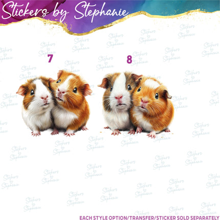 (s02A-277) Guinea Pig Buddies Illustrated Graphic Iron-On Transfer or Sticker