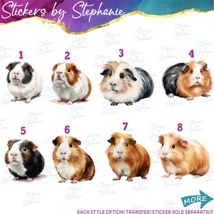 (s02A-279) Guinea Pig Illustrated Graphic Iron-On Transfer or Sticker