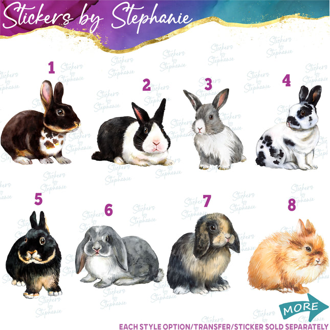 (s02A-283) Bunny Rabbit Watercolor Graphic Iron-On Transfer or Sticker