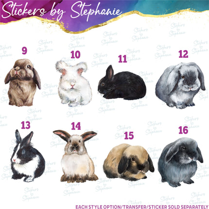 (s02A-283) Bunny Rabbit Watercolor Graphic Iron-On Transfer or Sticker