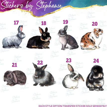 (s02A-283) Bunny Rabbit Watercolor Graphic Iron-On Transfer or Sticker