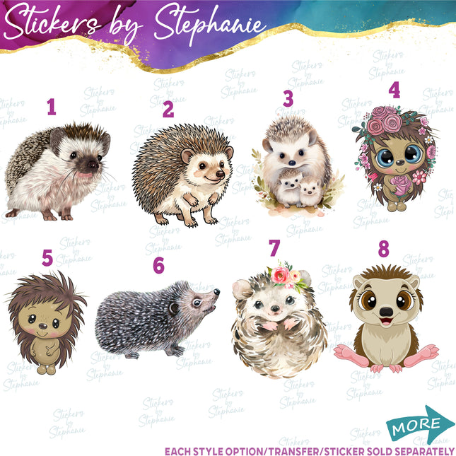 (s02A-285) Hedgehog Illustrated Graphic Iron-On Transfer or Sticker