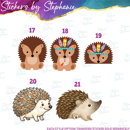 (s02A-285) Hedgehog Illustrated Graphic Iron-On Transfer or Sticker