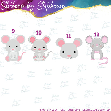 (s02A-293) Mouse Mice Rat Illustrated Graphic Iron-On Transfer or Sticker