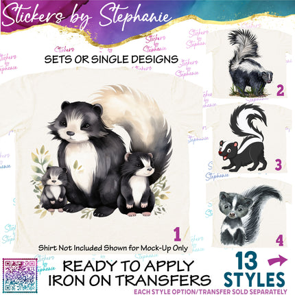 (s02A-298) Skunk Graphic Iron-On Transfer or Sticker