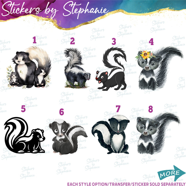 (s02A-298) Skunk Graphic Iron-On Transfer or Sticker