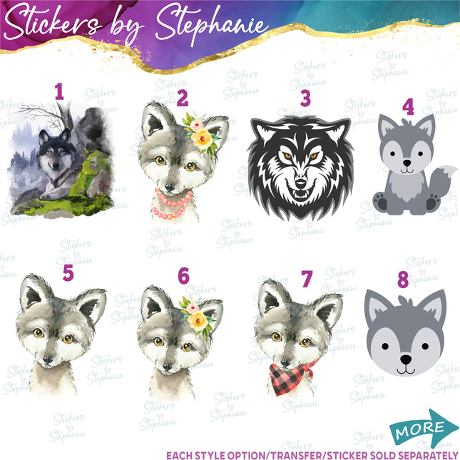 (s02A-303) Wolf Wolves Graphic Iron-On Transfer or Sticker