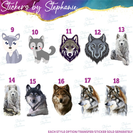 (s02A-303) Wolf Wolves Graphic Iron-On Transfer or Sticker