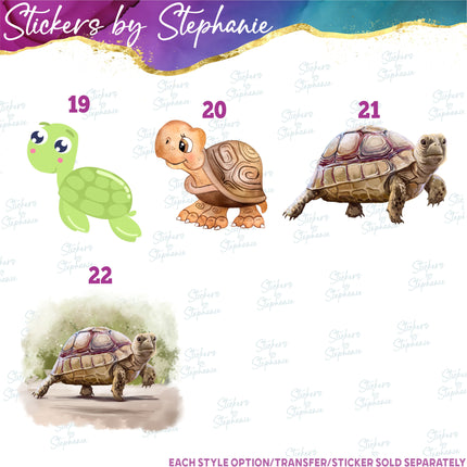 (s02A-350) Turtle Cartoon Illustrated Graphic Iron-On Transfer or Sticker
