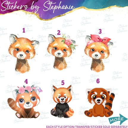 (s02A-306) Red Panda Illustrated Graphic Iron-On Transfer or Sticker