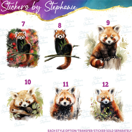 (s02A-306) Red Panda Illustrated Graphic Iron-On Transfer or Sticker