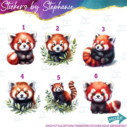 (s02A-307) Red Panda Illustrated Graphic Iron-On Transfer or Sticker