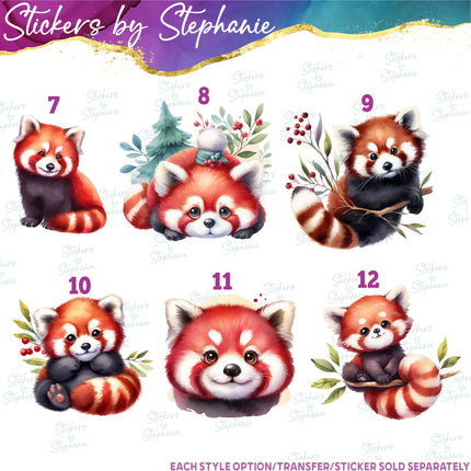 (s02A-307) Red Panda Illustrated Graphic Iron-On Transfer or Sticker