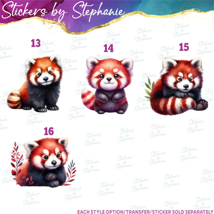 (s02A-307) Red Panda Illustrated Graphic Iron-On Transfer or Sticker