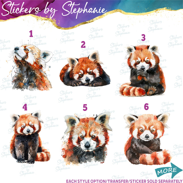 (s02A-309) Red Panda Illustrated Graphic Iron-On Transfer or Sticker