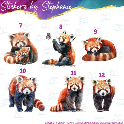 (s02A-309) Red Panda Illustrated Graphic Iron-On Transfer or Sticker