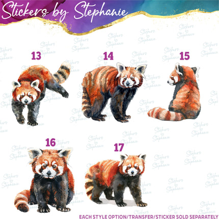 (s02A-309) Red Panda Illustrated Graphic Iron-On Transfer or Sticker