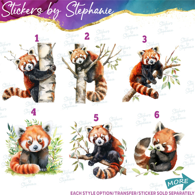 (s02A-310) Red Panda Illustrated Graphic Iron-On Transfer or Sticker