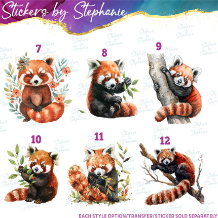 (s02A-310) Red Panda Illustrated Graphic Iron-On Transfer or Sticker