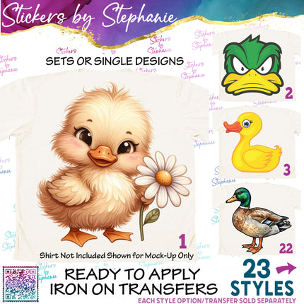 (s02A-326) Duck Mallard Rubber Duckie Illustrated Graphic Iron-On Transfer or Sticker