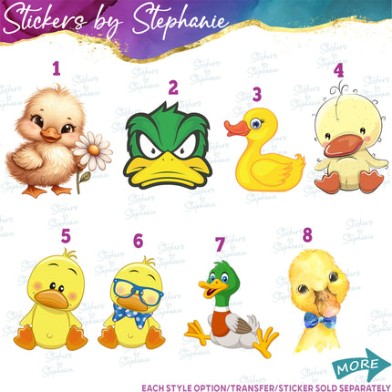 (s02A-326) Duck Mallard Rubber Duckie Illustrated Graphic Iron-On Transfer or Sticker