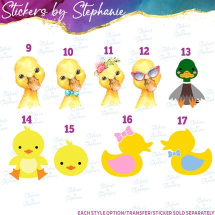 (s02A-326) Duck Mallard Rubber Duckie Illustrated Graphic Iron-On Transfer or Sticker