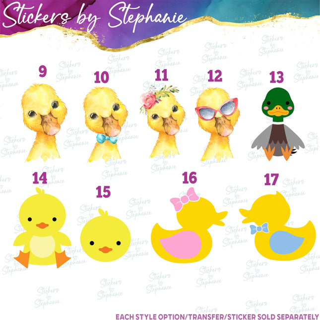 (s02A-326) Duck Mallard Rubber Duckie Illustrated Graphic Iron-On Transfer or Sticker