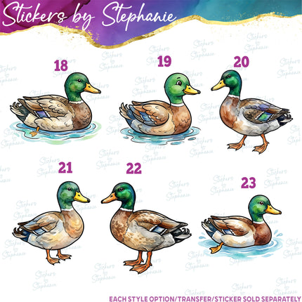 (s02A-326) Duck Mallard Rubber Duckie Illustrated Graphic Iron-On Transfer or Sticker