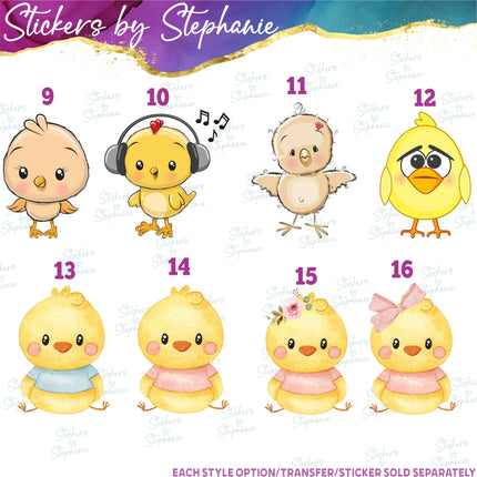 (s02A-327) Chick Baby Bird Chicken Duck Illustrated Graphic Iron-On Transfer or Sticker