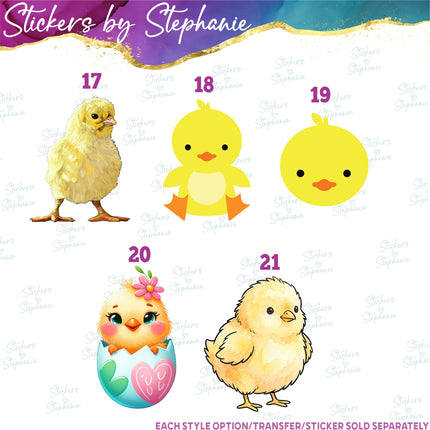 (s02A-327) Chick Baby Bird Chicken Duck Illustrated Graphic Iron-On Transfer or Sticker