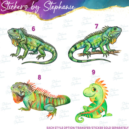 (s02A-337) Iguana Lizard Reptile Illustrated Graphic Iron-On Transfer or Sticker