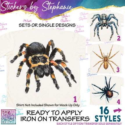 (s02A-339) Tarantula Spider Illustrated Graphic Iron-On Transfer or Sticker