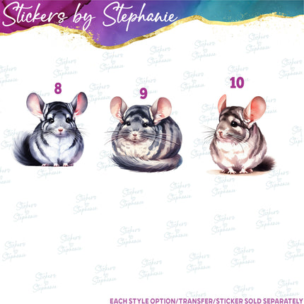 (s02A-340) Ferret Chincilla Watercolor Graphic Iron-On Transfer or Sticker