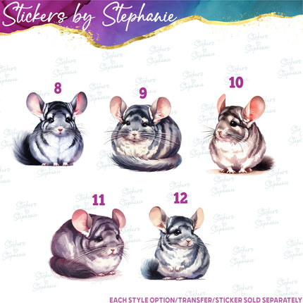 (s02A-340) Ferret Chincilla Watercolor Graphic Iron-On Transfer or Sticker