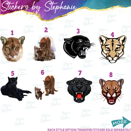 (s02A-342) Cougar Panther Mountain Lion Puma Graphic Iron-On Transfer or Sticker