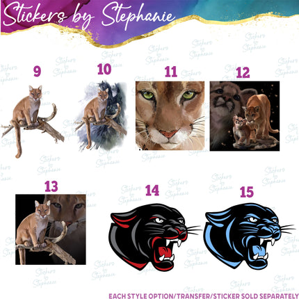 (s02A-342) Cougar Panther Mountain Lion Puma Graphic Iron-On Transfer or Sticker