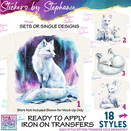 (s02A-344) Arctic Fox Foxes Graphic Iron-On Transfer or Sticker