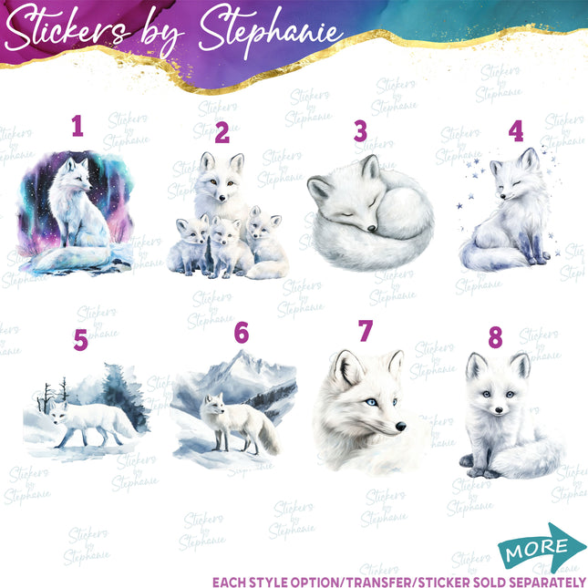 (s02A-344) Arctic Fox Foxes Graphic Iron-On Transfer or Sticker
