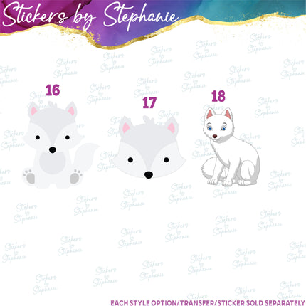 (s02A-344) Arctic Fox Foxes Graphic Iron-On Transfer or Sticker