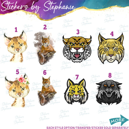 (s02A-345) Bobcat Lynx Wildcat Graphic Iron-On Transfer or Sticker