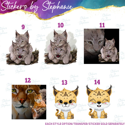 (s02A-345) Bobcat Lynx Wildcat Graphic Iron-On Transfer or Sticker